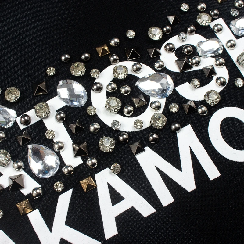 Oversize Balck Satoshi Hoody Retro Spray Dirty Rhinestone Button Stud Necklace Logo Hooded Sweatshirts 2XL Men Women Streetwear