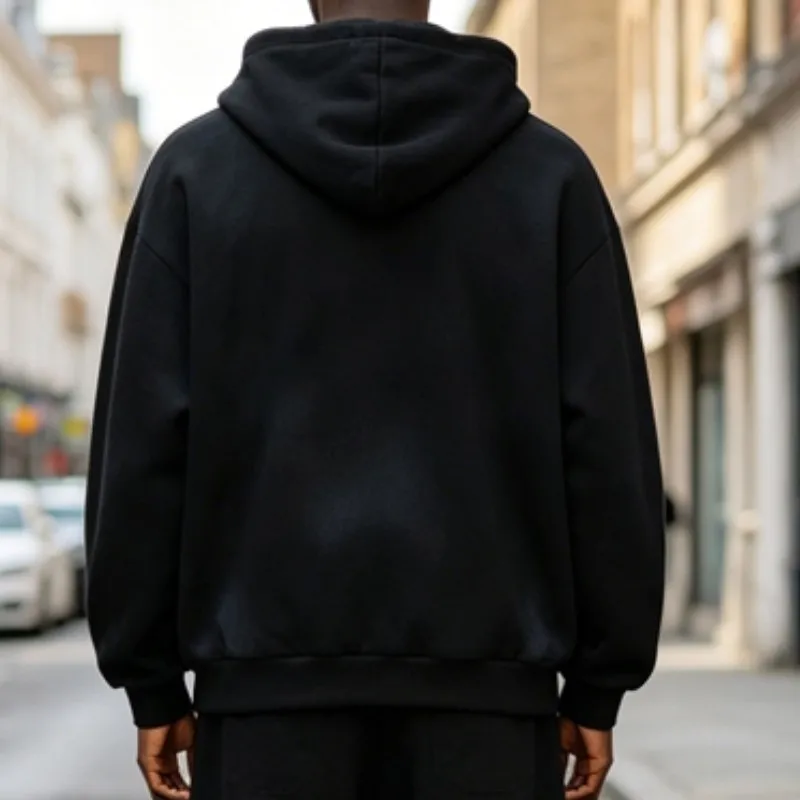Oversize Balck Satoshi Hoody Retro Spray Dirty Rhinestone Button Stud Necklace Logo Hooded Sweatshirts 2XL Men Women Streetwear