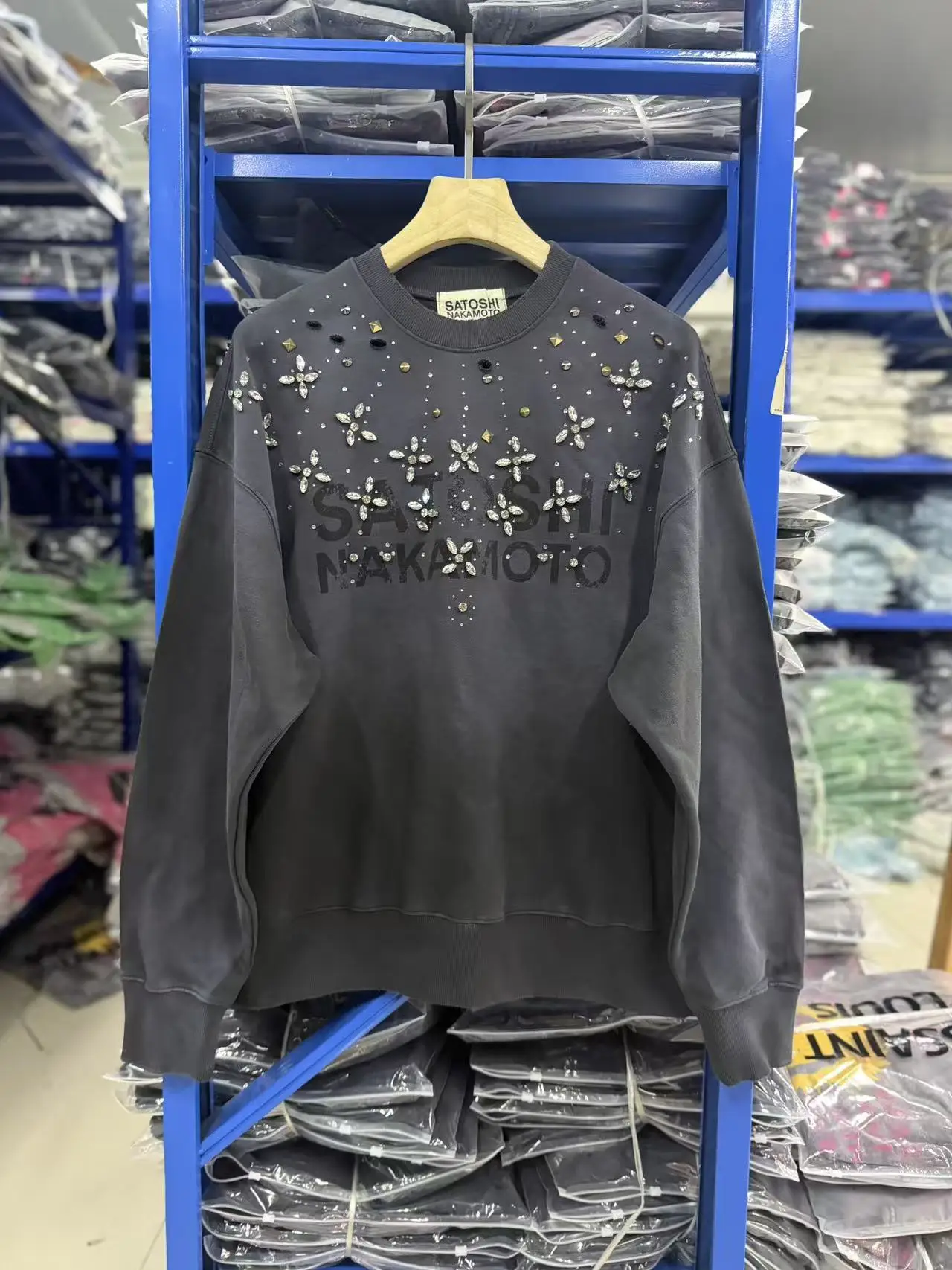 SATOSHI NAKAMOTO 26SS CRYSTAL CASTLE CREWNECK Sweatshirts Men Women High Quality Hooded