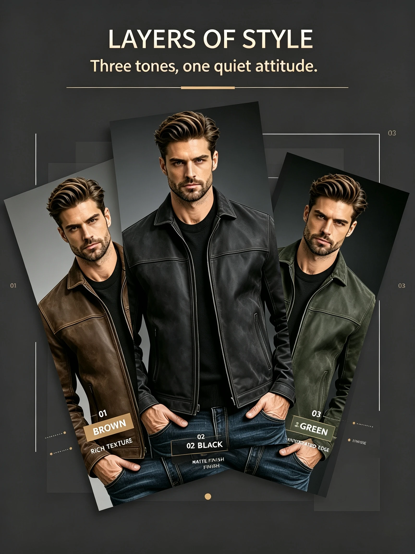 Men Retro Leather Jacket Zip‑Up Front Closure Long Sleeve Punk Outerwear High‑Quality Spring Autumn Men's Jackets & Light Coats