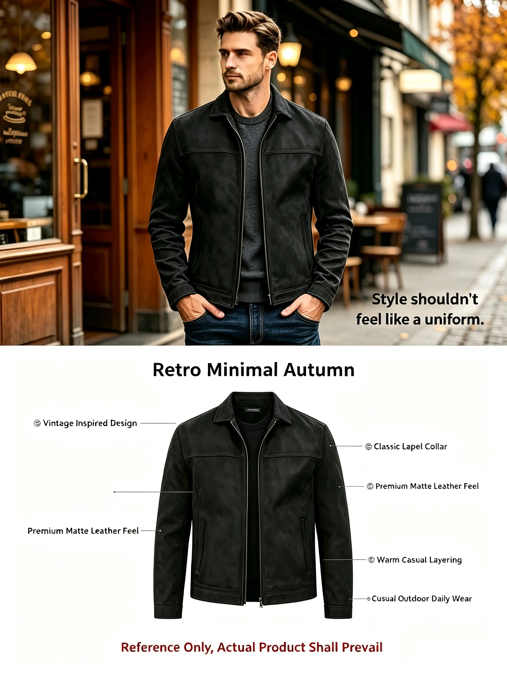 Men Retro Leather Jacket Zip‑Up Front Closure Long Sleeve Punk Outerwear High‑Quality Spring Autumn Men's Jackets & Light Coats