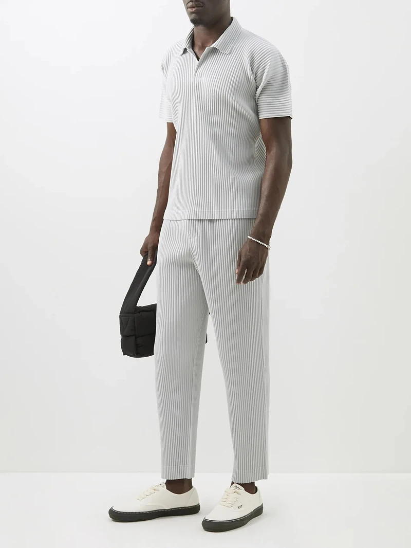 Miyake Pants for Men Straight Pants Casual Fashion Trousers Loose Korean Style Pants Men Clothing Bottoms