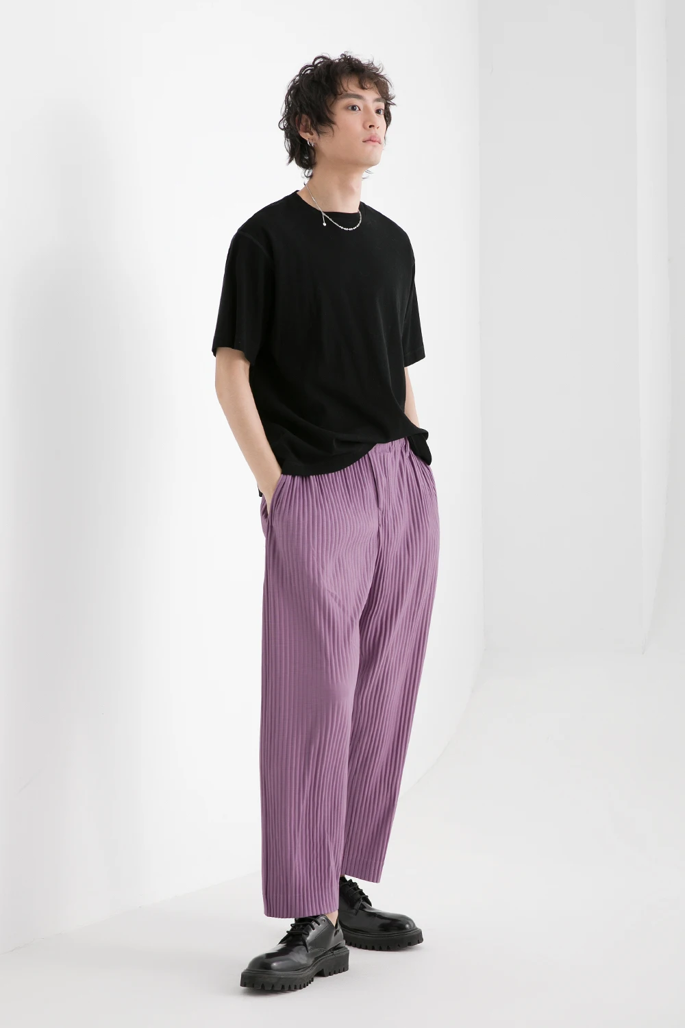 Miyake Pants for Men Straight Pants Casual Fashion Trousers Loose Korean Style Pants Men Clothing Bottoms