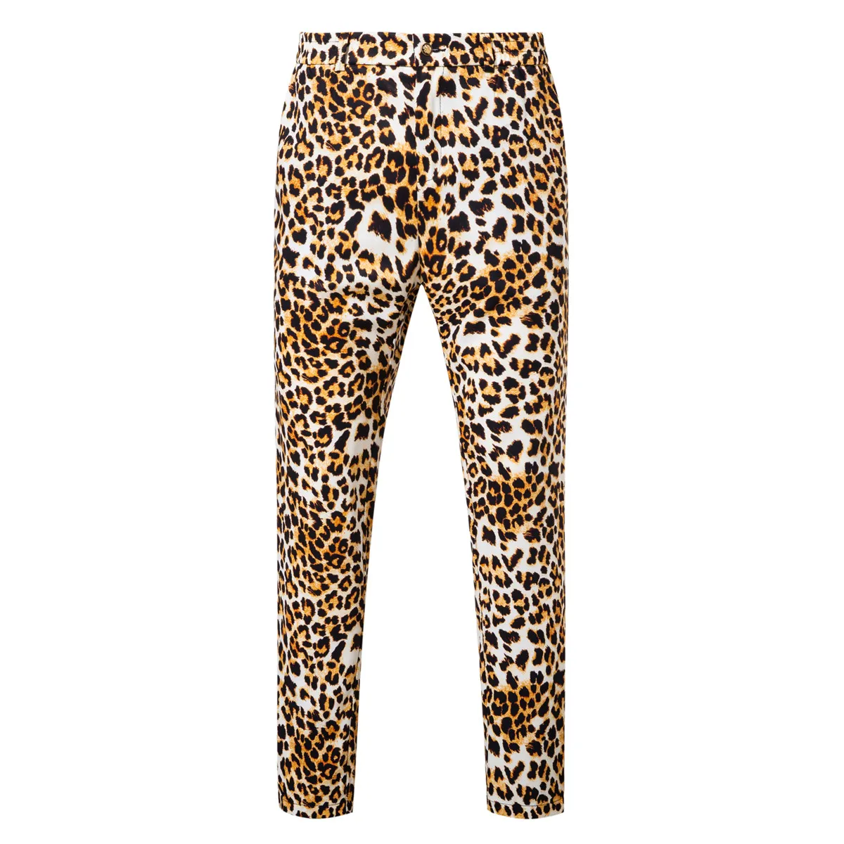 2026 Yellow Digital Print Leopard Print Suits Set for Men,Leopard Print Fashion Casual Slim-Fit Men's Blazer + Pants 2-Piece Set