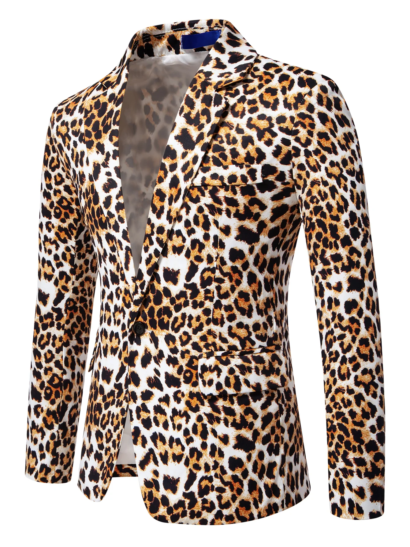 2026 Yellow Digital Print Leopard Print Suits Set for Men,Leopard Print Fashion Casual Slim-Fit Men's Blazer + Pants 2-Piece Set