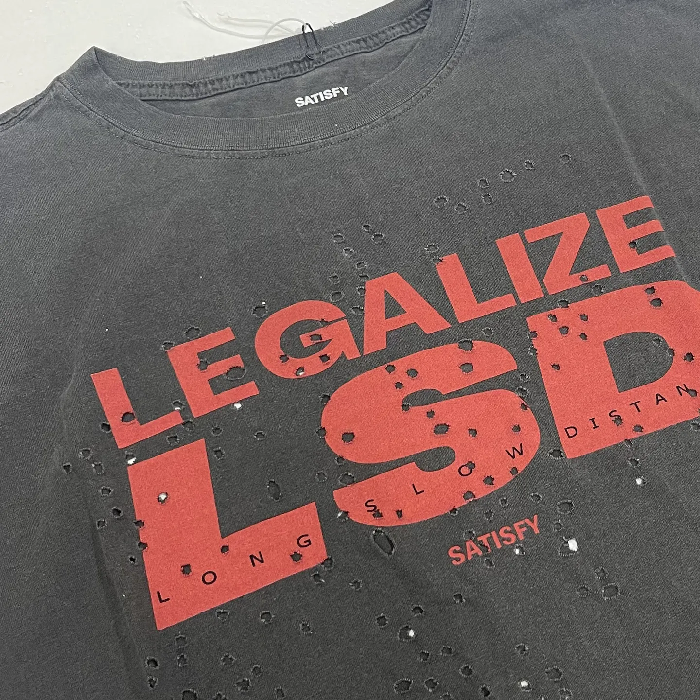 Satisfy MothTech Series Laser Cutting Breathable Function Heavy Washing Short Sleeve Running Tee
