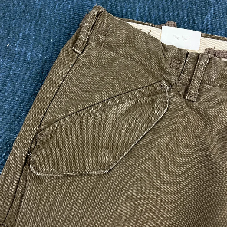 Paris Buckle Heavyweight 100% Cotton Canvas Workwear Pants Men's Multi Pocket Straight Loose Autumn Thick American Casual Retro