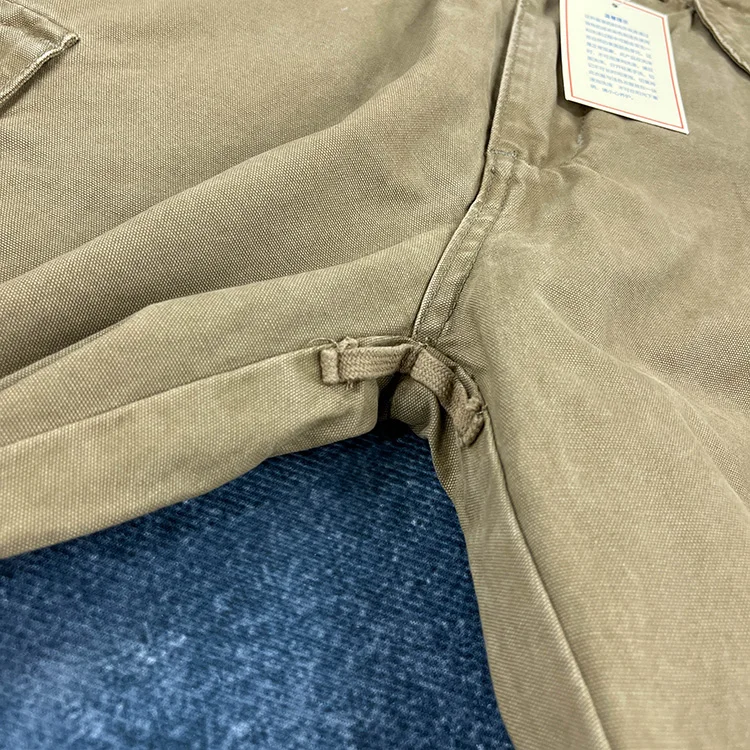 Paris Buckle Heavyweight 100% Cotton Canvas Workwear Pants Men's Multi Pocket Straight Loose Autumn Thick American Casual Retro