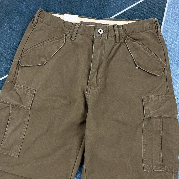 Paris Buckle Heavyweight 100% Cotton Canvas Workwear Pants Men's Multi Pocket Straight Loose Autumn Thick American Casual Retro