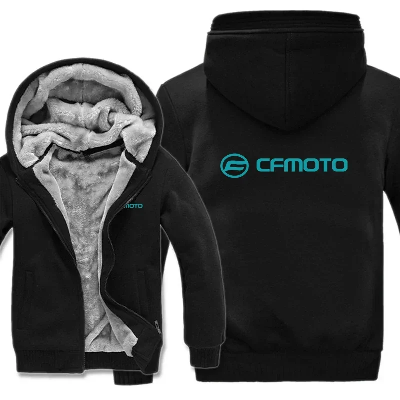 2025 MEW Cfmoto Hoodies Winter Thick Warm Fleece Zipper Men Coat Sportwear Cfmoto Sweatshirt Streetwear