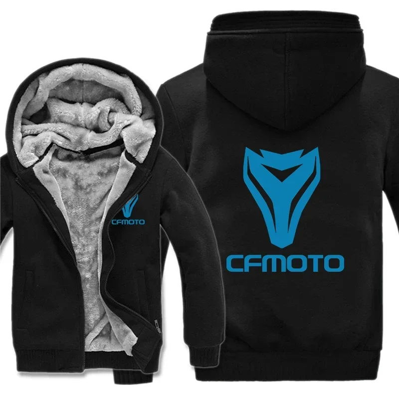 2025 MEW Cfmoto Hoodies Winter Thick Warm Fleece Zipper Men Coat Sportwear Cfmoto Sweatshirt Streetwear