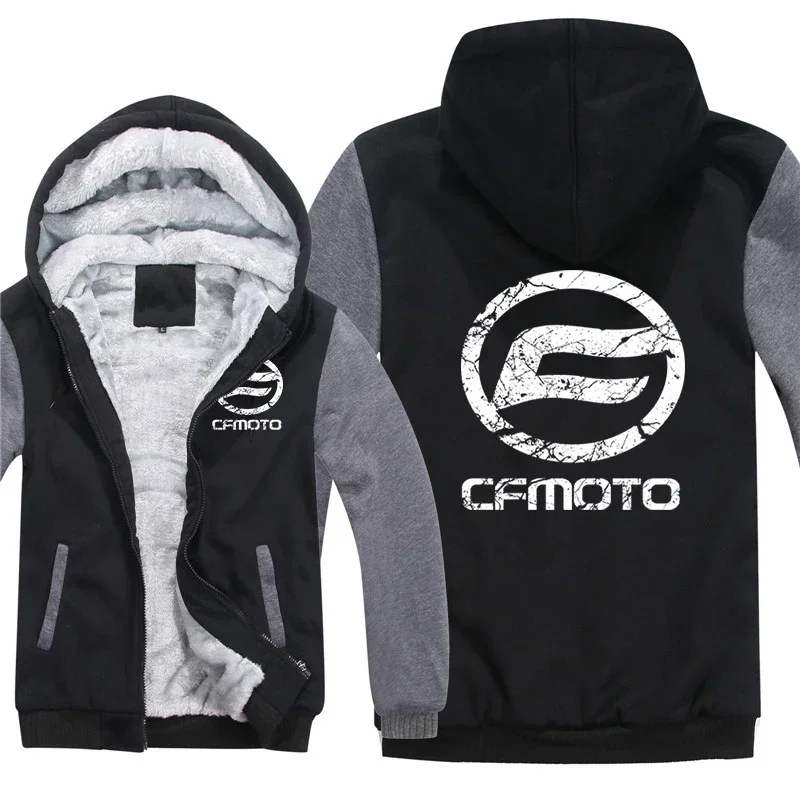 2025 MEW Cfmoto Hoodies Winter Thick Warm Fleece Zipper Men Coat Sportwear Cfmoto Sweatshirt Streetwear