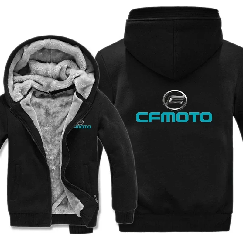2025 MEW Cfmoto Hoodies Winter Thick Warm Fleece Zipper Men Coat Sportwear Cfmoto Sweatshirt Streetwear
