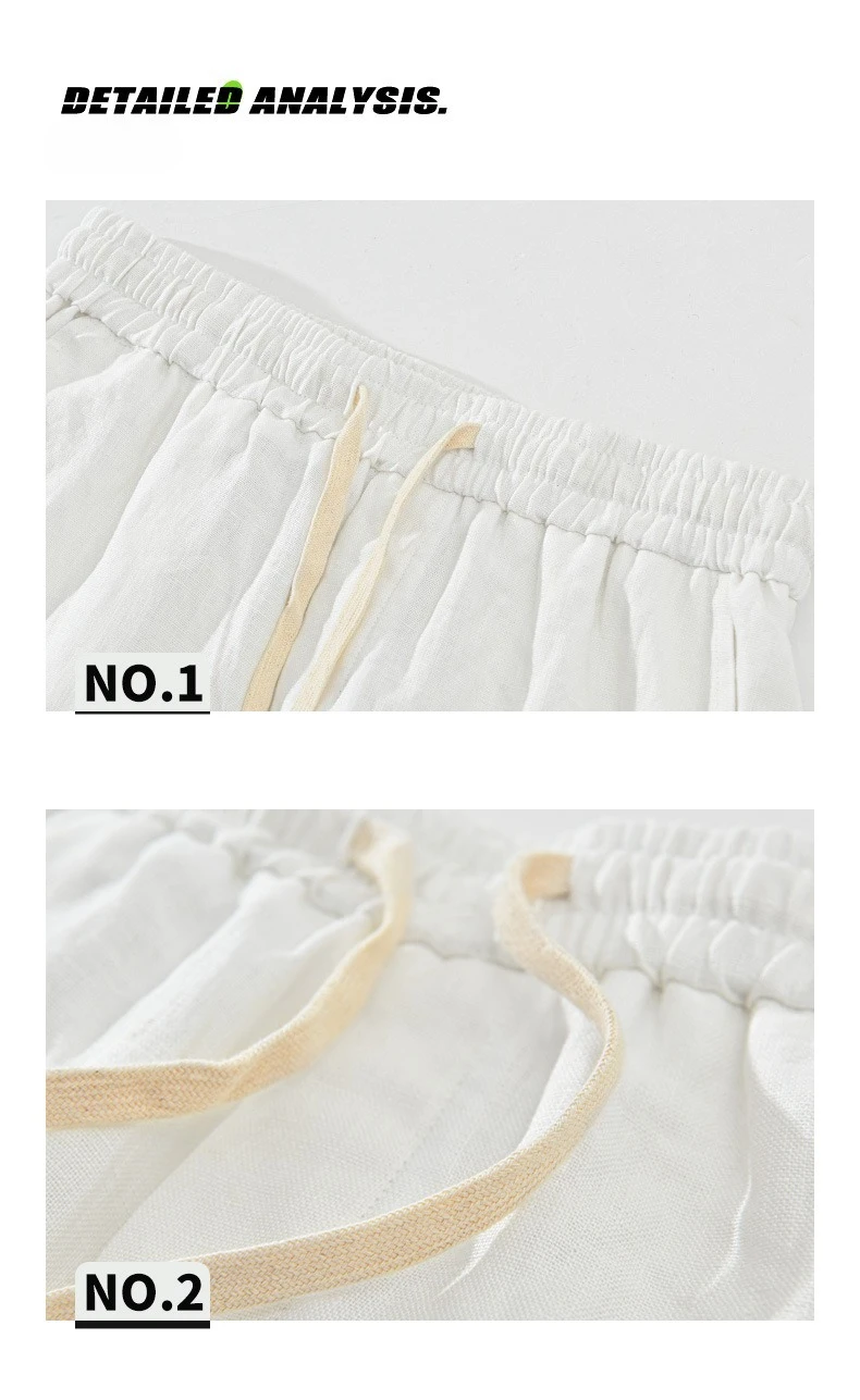 Summer New Casual Breathable Pure Linen Shorts for Men Clothing Straight Solid Color Summer Pants EC1362