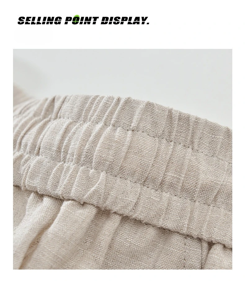 Summer New Casual Breathable Pure Linen Shorts for Men Clothing Straight Solid Color Summer Pants EC1362