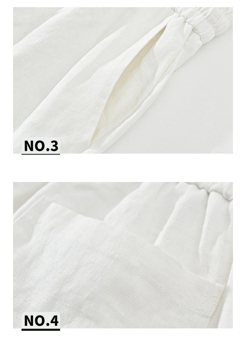 Summer New Casual Breathable Pure Linen Shorts for Men Clothing Straight Solid Color Summer Pants EC1362