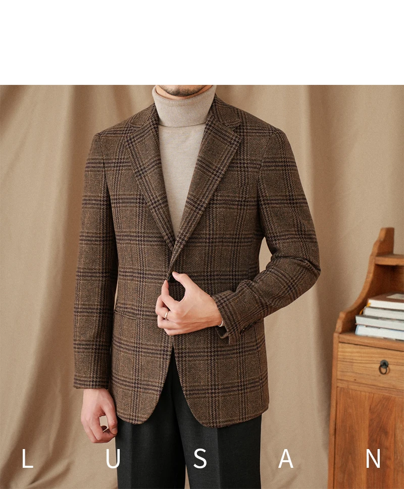 Mr. Lu San 50% Wool Prince Ge Coffee Retro Suit Fall/Winter Italian Gentry Warm High-setting Suit Men