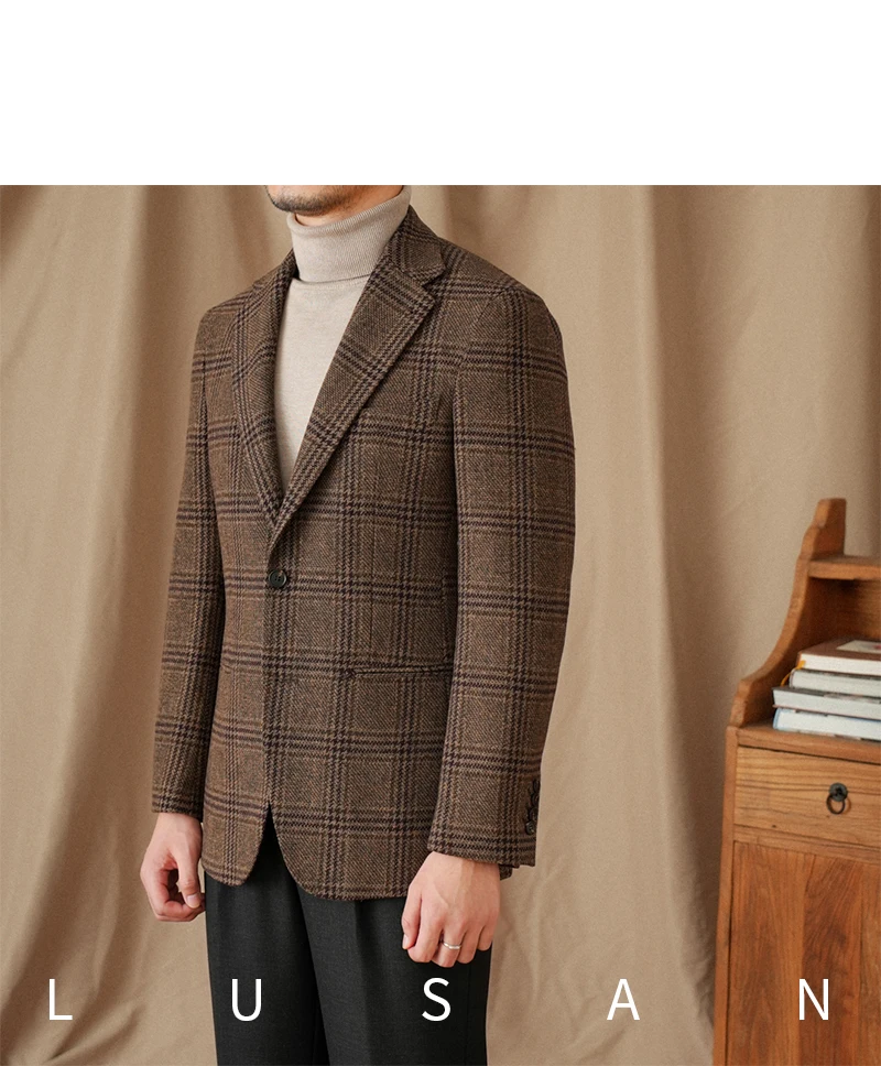 Mr. Lu San 50% Wool Prince Ge Coffee Retro Suit Fall/Winter Italian Gentry Warm High-setting Suit Men