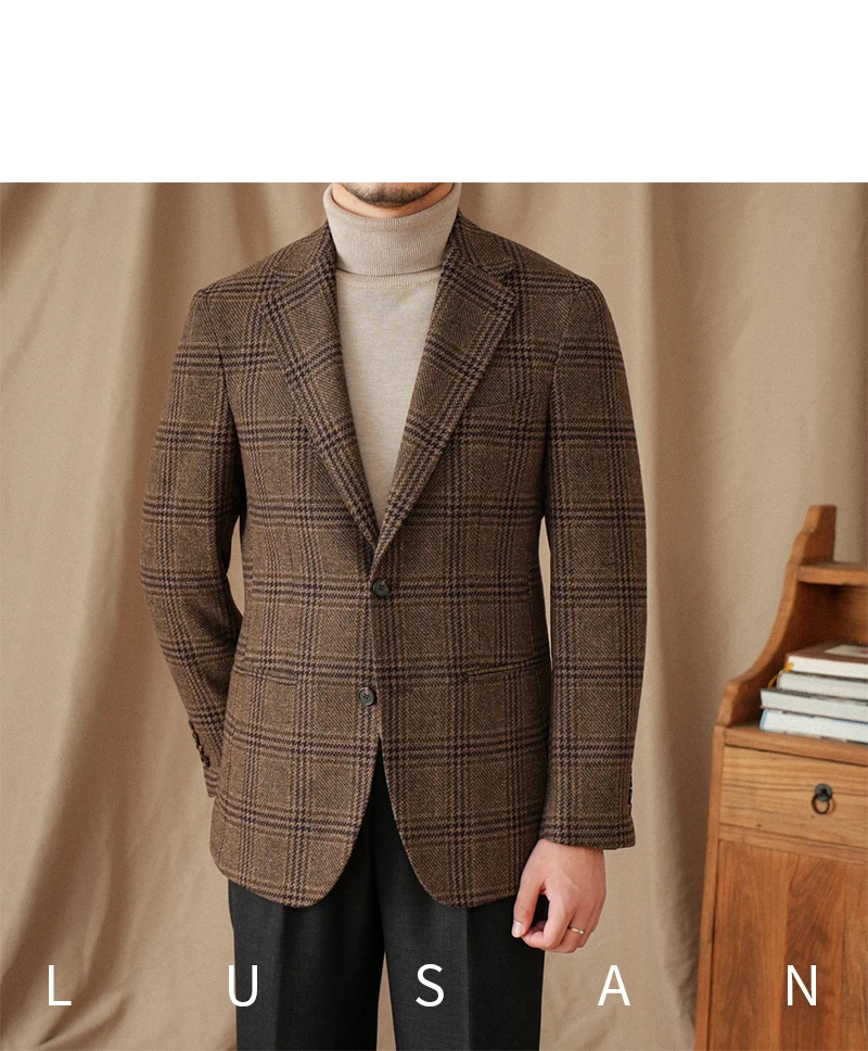 Mr. Lu San 50% Wool Prince Ge Coffee Retro Suit Fall/Winter Italian Gentry Warm High-setting Suit Men