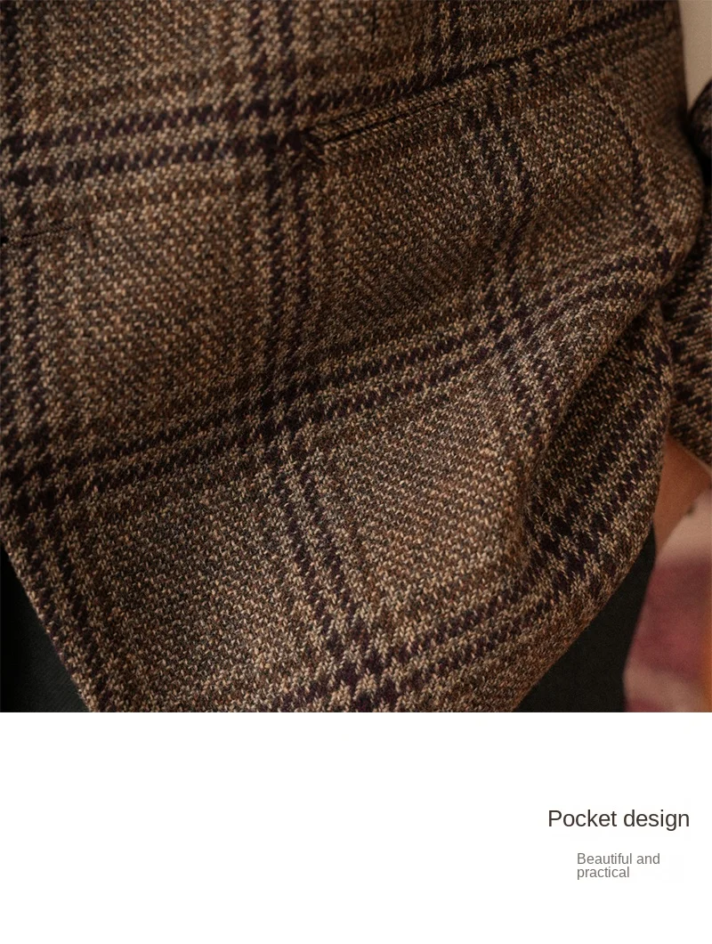 Mr. Lu San 50% Wool Prince Ge Coffee Retro Suit Fall/Winter Italian Gentry Warm High-setting Suit Men