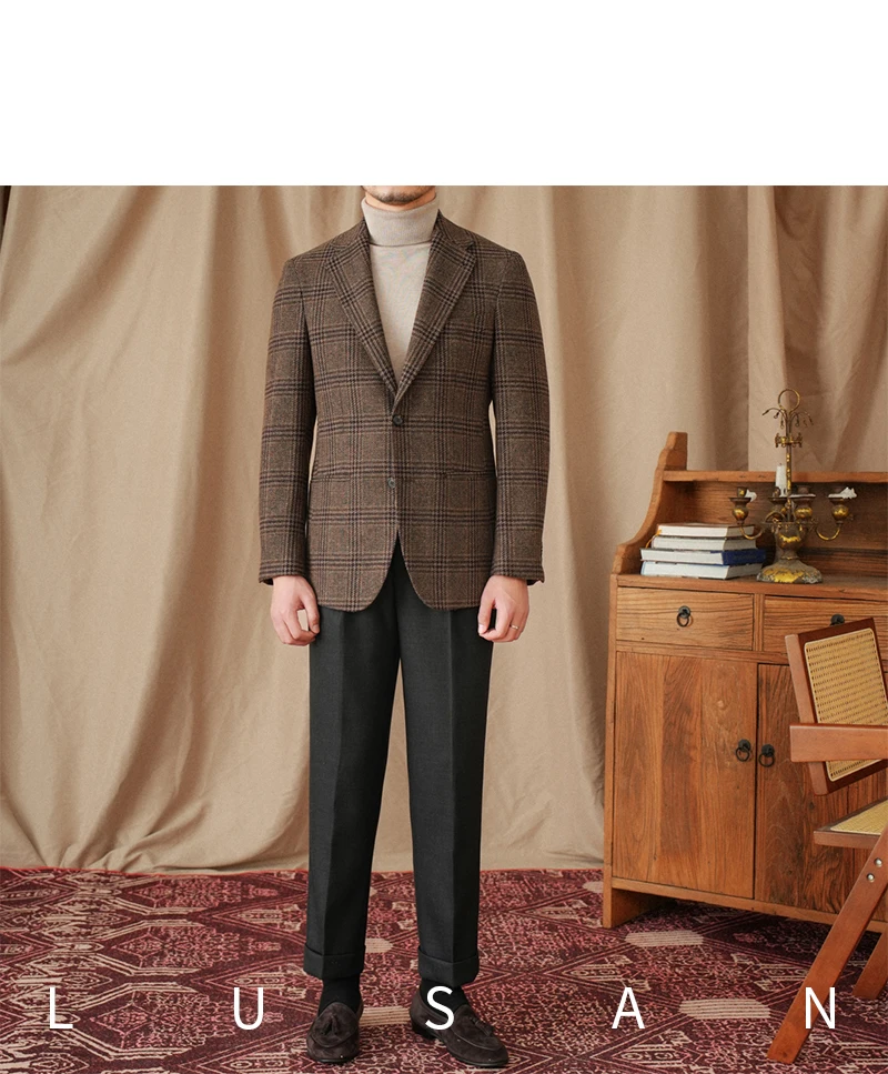 Mr. Lu San 50% Wool Prince Ge Coffee Retro Suit Fall/Winter Italian Gentry Warm High-setting Suit Men