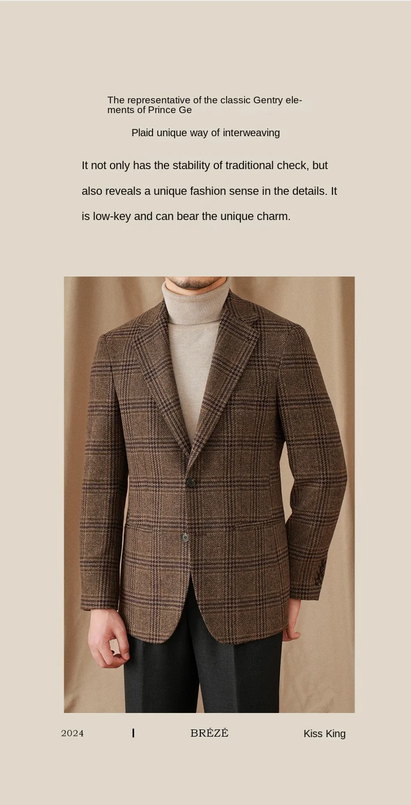 Mr. Lu San 50% Wool Prince Ge Coffee Retro Suit Fall/Winter Italian Gentry Warm High-setting Suit Men