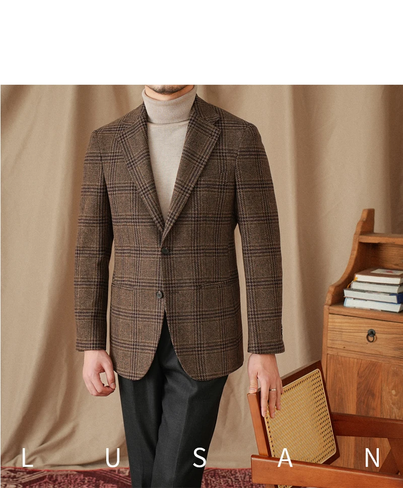Mr. Lu San 50% Wool Prince Ge Coffee Retro Suit Fall/Winter Italian Gentry Warm High-setting Suit Men