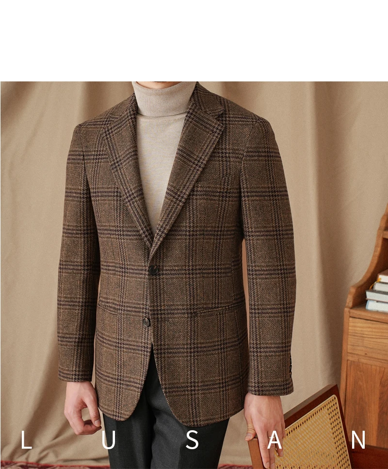 Mr. Lu San 50% Wool Prince Ge Coffee Retro Suit Fall/Winter Italian Gentry Warm High-setting Suit Men