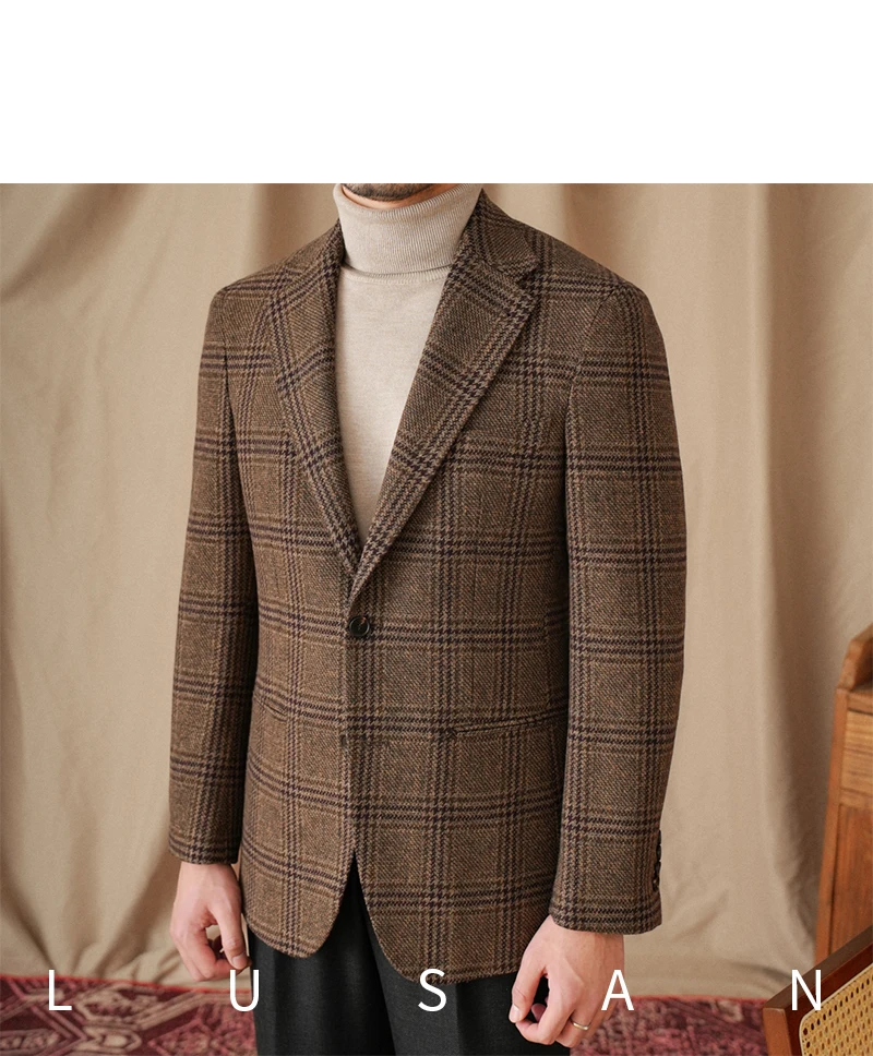 Mr. Lu San 50% Wool Prince Ge Coffee Retro Suit Fall/Winter Italian Gentry Warm High-setting Suit Men