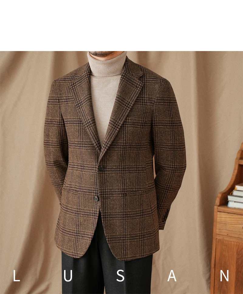 Mr. Lu San 50% Wool Prince Ge Coffee Retro Suit Fall/Winter Italian Gentry Warm High-setting Suit Men