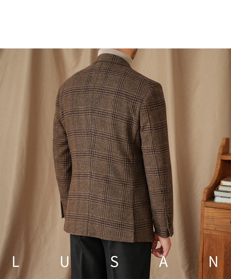 Mr. Lu San 50% Wool Prince Ge Coffee Retro Suit Fall/Winter Italian Gentry Warm High-setting Suit Men