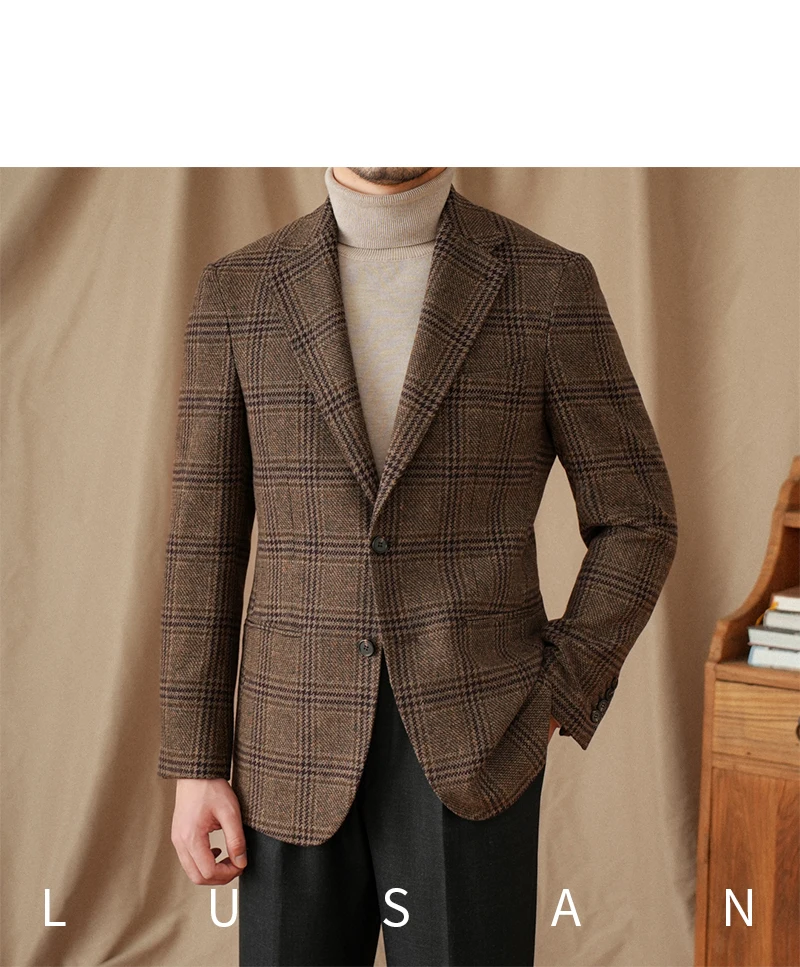 Mr. Lu San 50% Wool Prince Ge Coffee Retro Suit Fall/Winter Italian Gentry Warm High-setting Suit Men