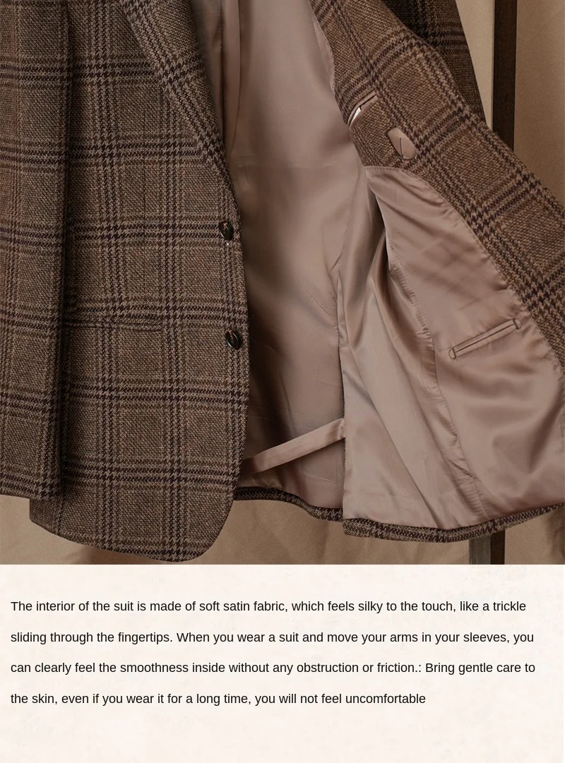 Mr. Lu San 50% Wool Prince Ge Coffee Retro Suit Fall/Winter Italian Gentry Warm High-setting Suit Men
