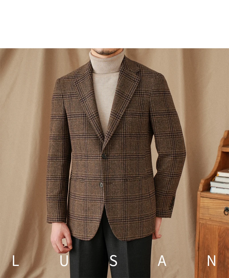 Mr. Lu San 50% Wool Prince Ge Coffee Retro Suit Fall/Winter Italian Gentry Warm High-setting Suit Men