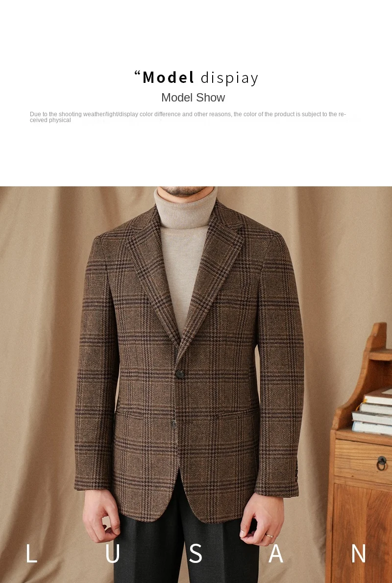 Mr. Lu San 50% Wool Prince Ge Coffee Retro Suit Fall/Winter Italian Gentry Warm High-setting Suit Men