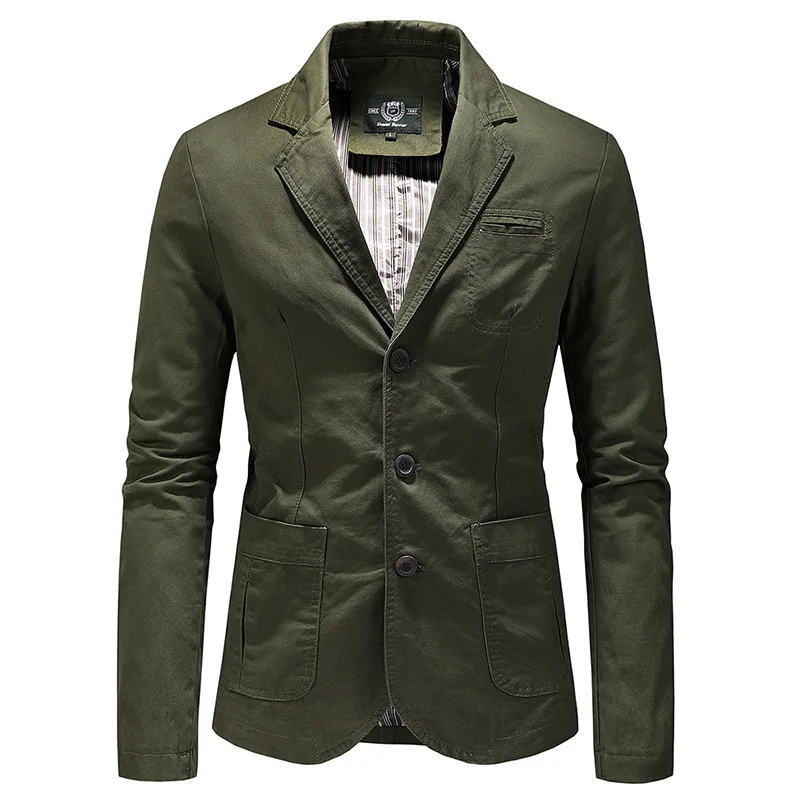 Cotton 100% Blazer Gentleman Three-button Outdoor Cotton Work Solid Color Business Lapel Loose Casual Slim-fit Wedding Host