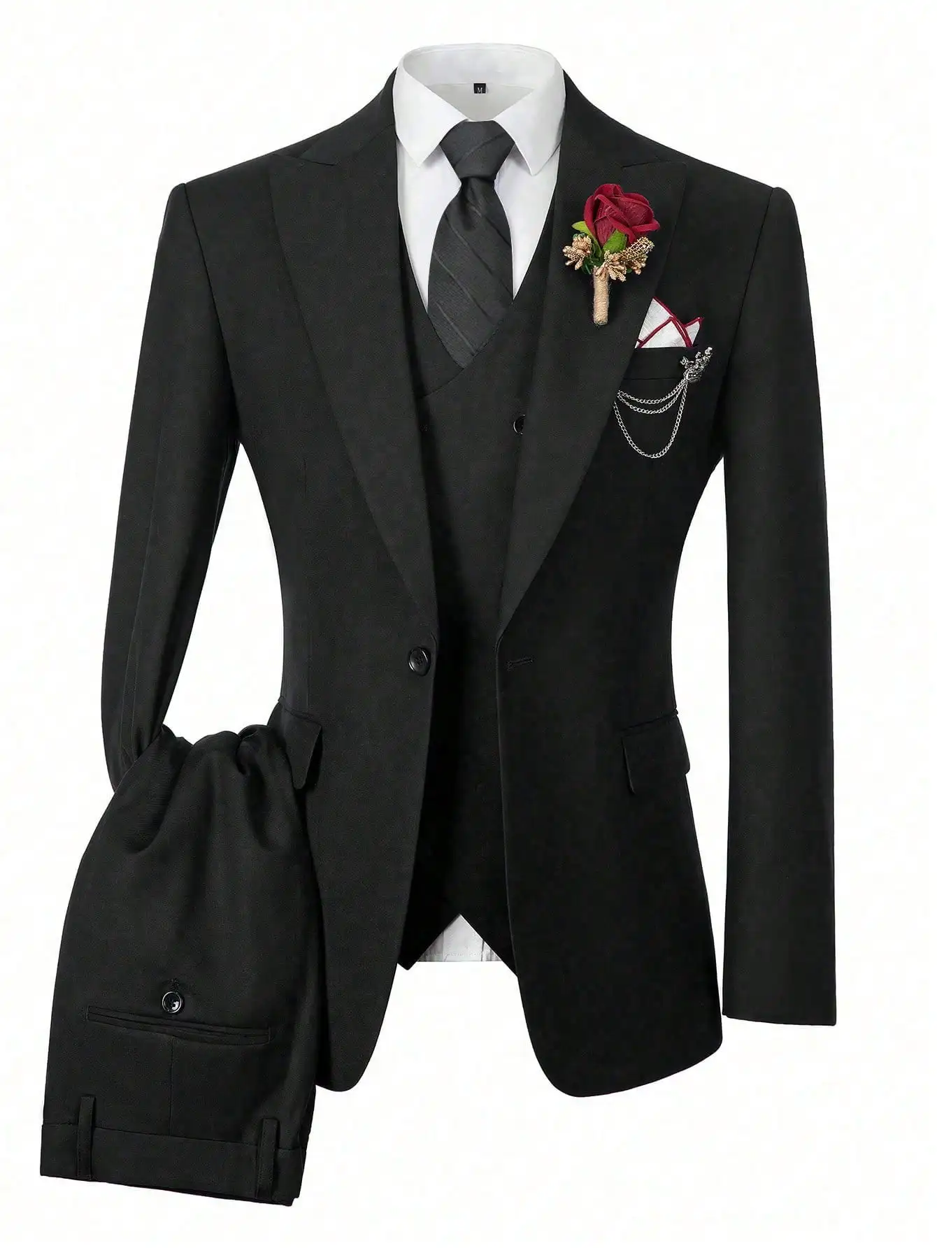 Men's Suits 3Pieces Suit Set For Men Elegant Solid Fashion Slim Fit Prom Blazer Double Breasted Vest Pants Set Business