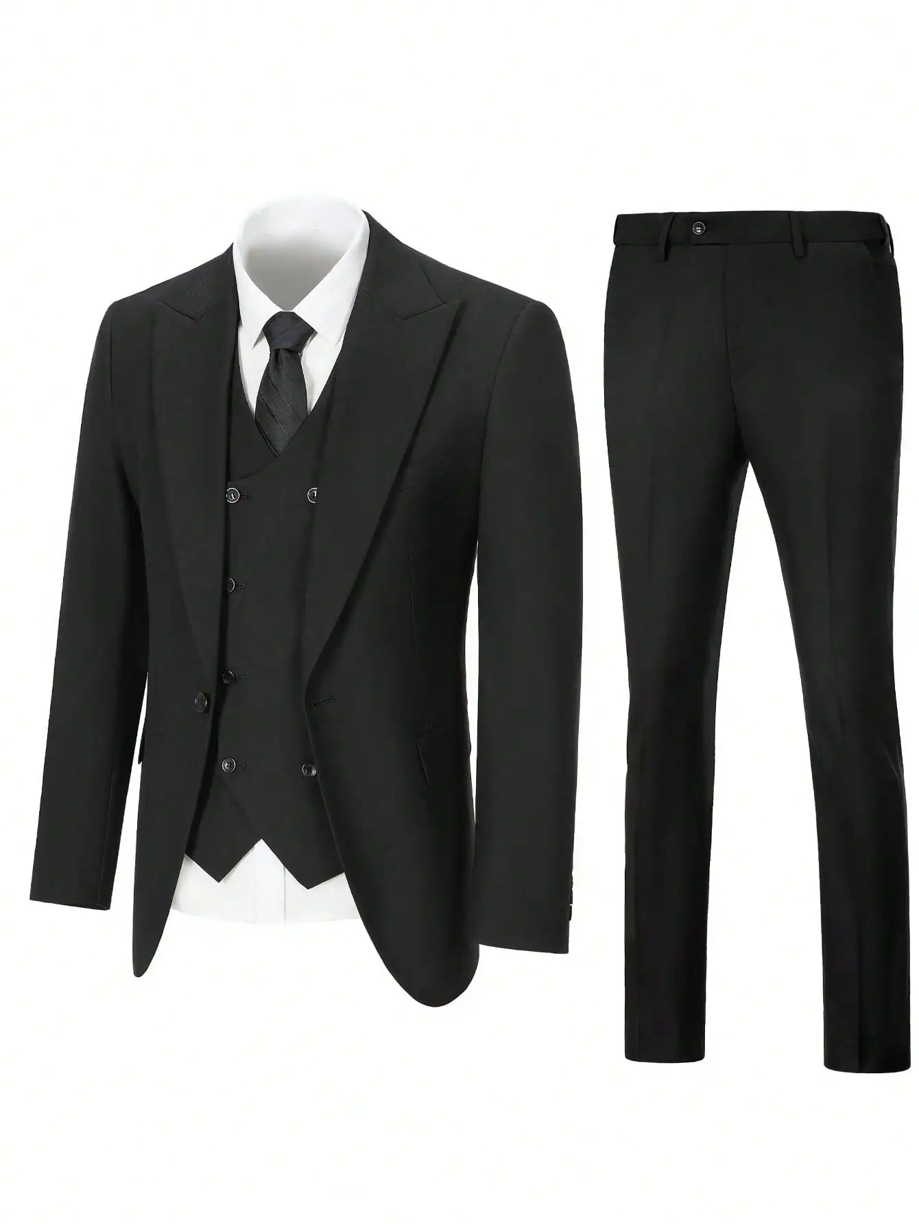 Men's Suits 3Pieces Suit Set For Men Elegant Solid Fashion Slim Fit Prom Blazer Double Breasted Vest Pants Set Business
