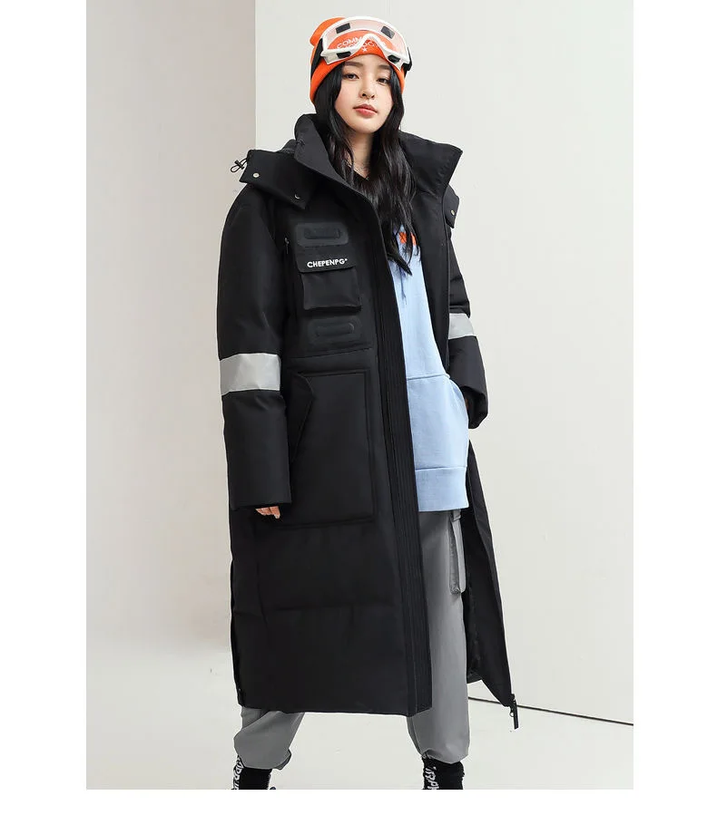 New Winter Men Hooded Long Puffer Jackets Couple Duck Down Coats Quality Male Over The Knee Winter Jackets Thicker Warm Coats