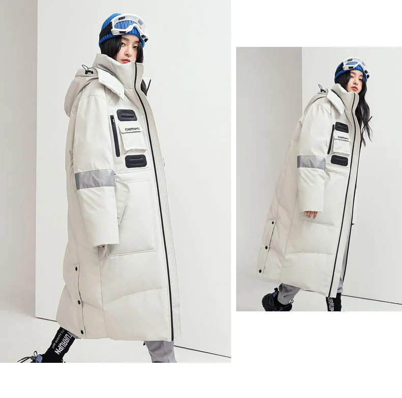 New Winter Men Hooded Long Puffer Jackets Couple Duck Down Coats Quality Male Over The Knee Winter Jackets Thicker Warm Coats