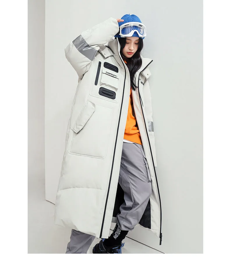 New Winter Men Hooded Long Puffer Jackets Couple Duck Down Coats Quality Male Over The Knee Winter Jackets Thicker Warm Coats