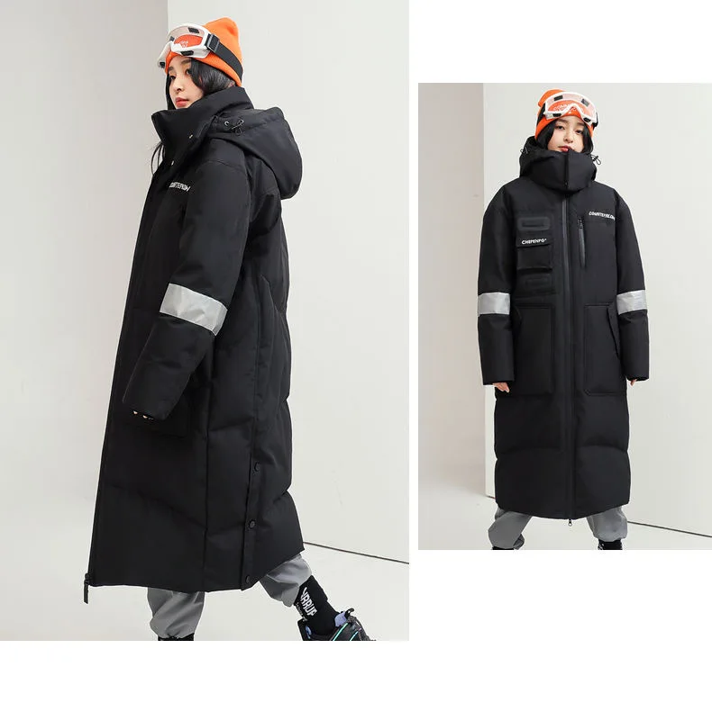 New Winter Men Hooded Long Puffer Jackets Couple Duck Down Coats Quality Male Over The Knee Winter Jackets Thicker Warm Coats