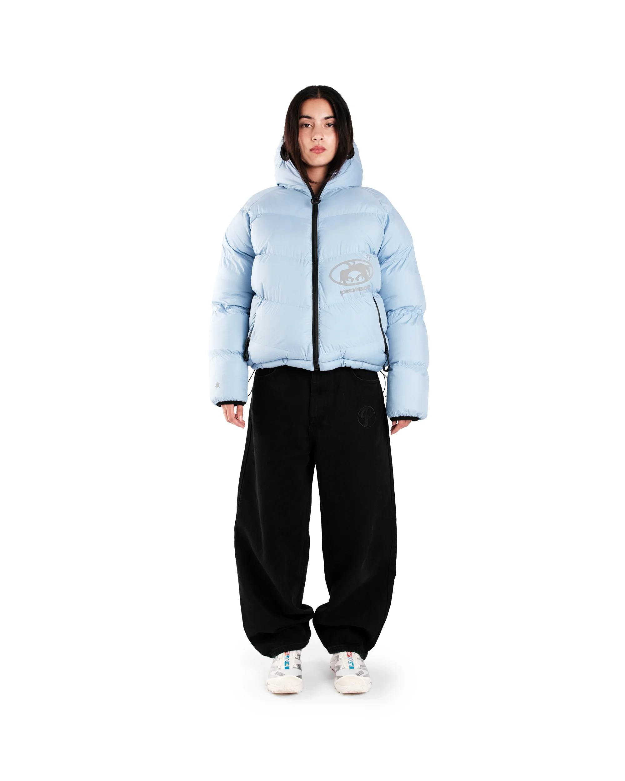 Y2K Protect Down Jacket Retro Reversible Hooded Couples Coat American High Street Hip Hop Streetwear Unisex Casual Puffer Jacket