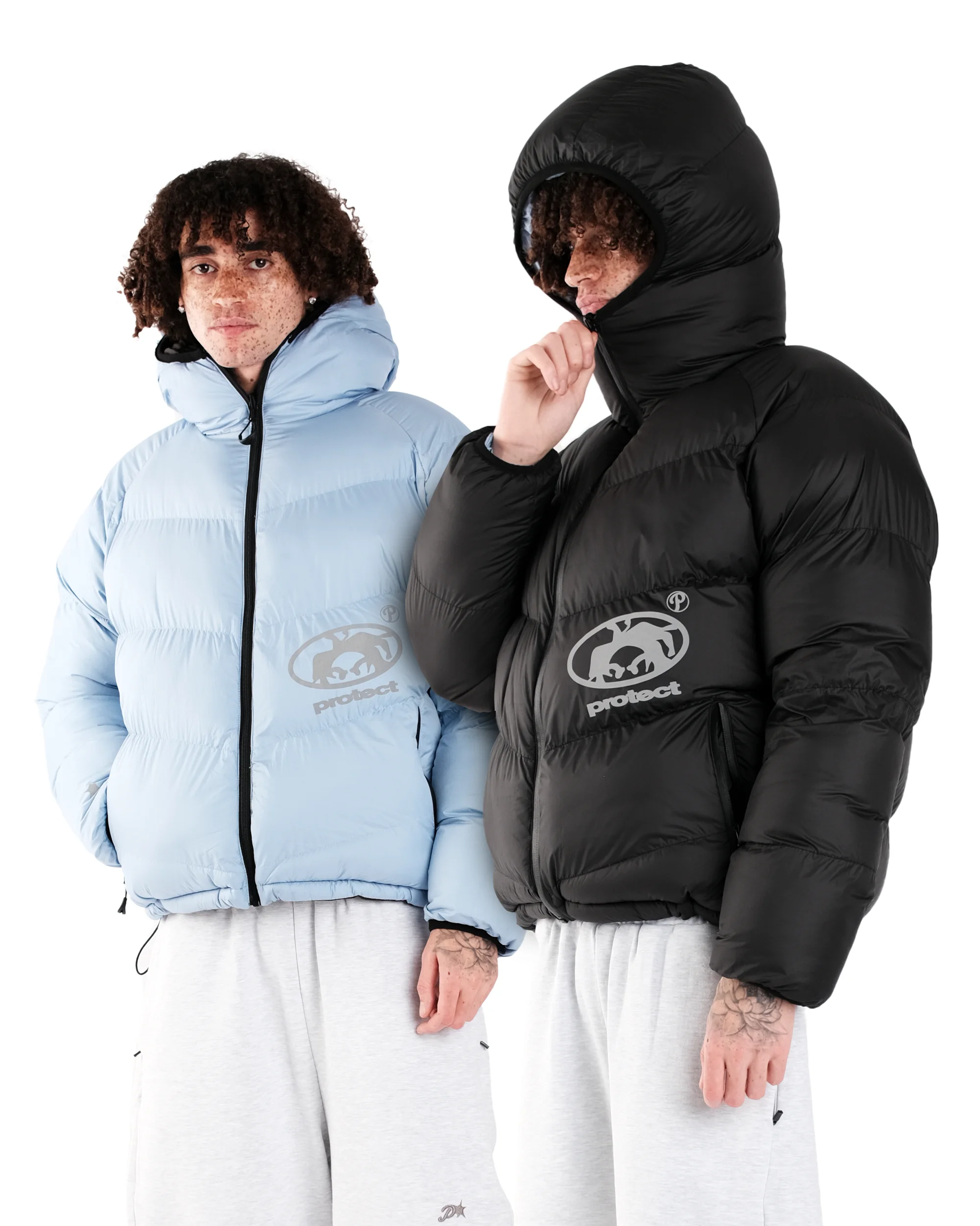 Y2K Protect Down Jacket Retro Reversible Hooded Couples Coat American High Street Hip Hop Streetwear Unisex Casual Puffer Jacket