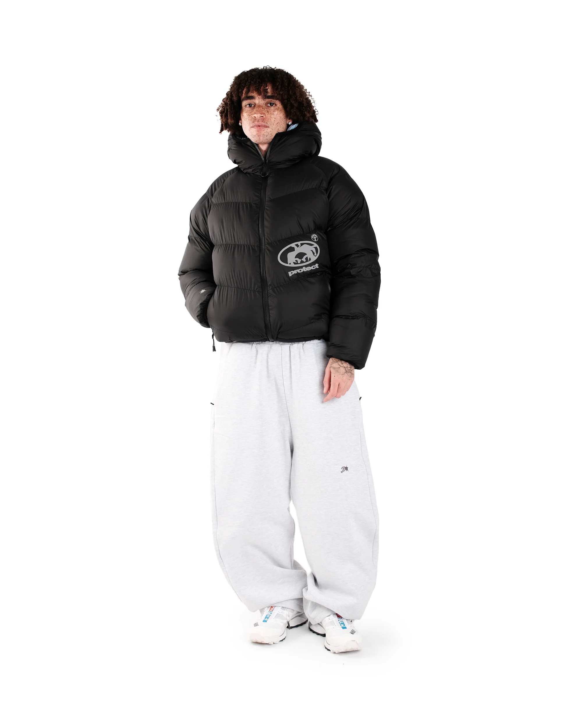 Y2K Protect Down Jacket Retro Reversible Hooded Couples Coat American High Street Hip Hop Streetwear Unisex Casual Puffer Jacket