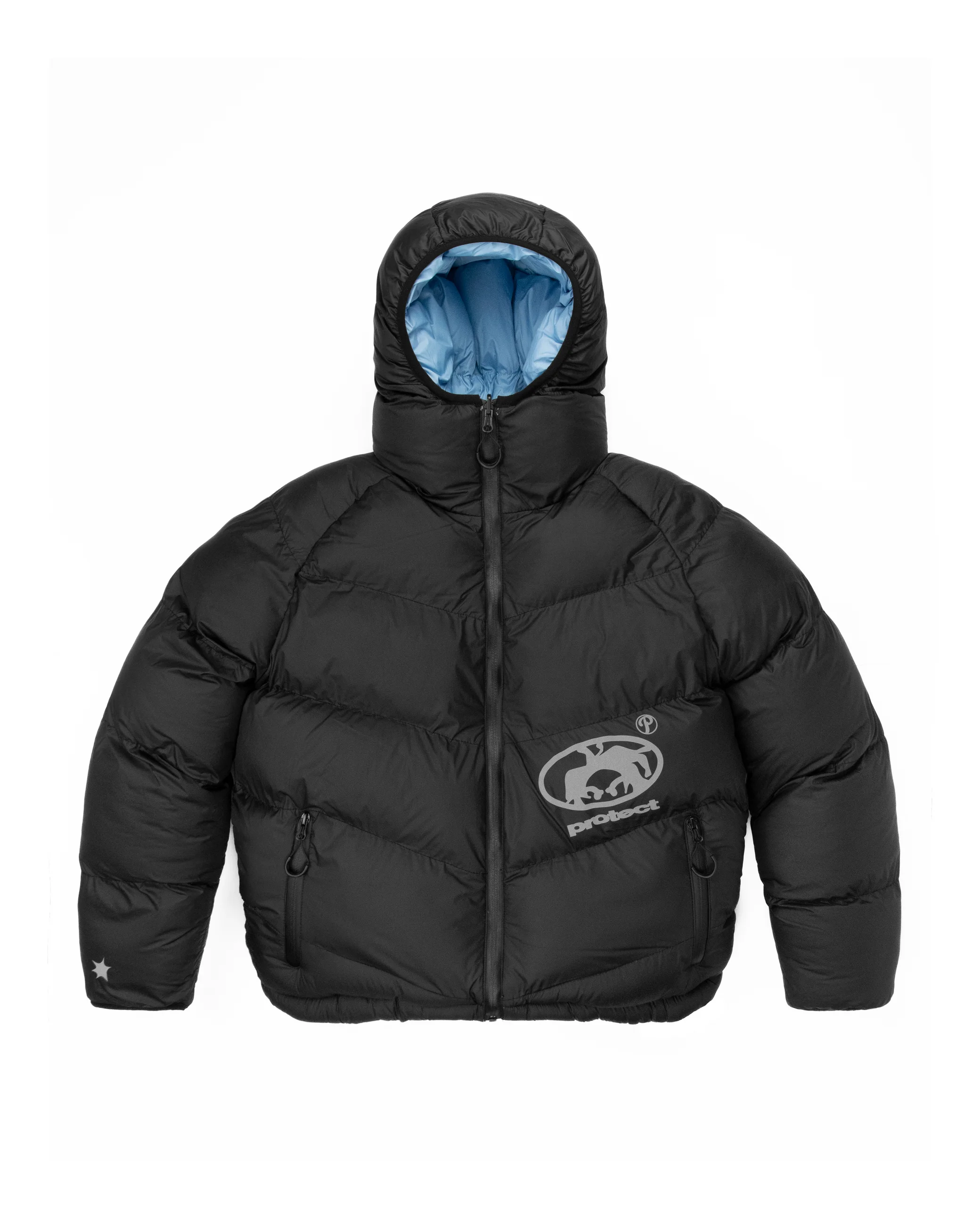 Y2K Protect Down Jacket Retro Reversible Hooded Couples Coat American High Street Hip Hop Streetwear Unisex Casual Puffer Jacket