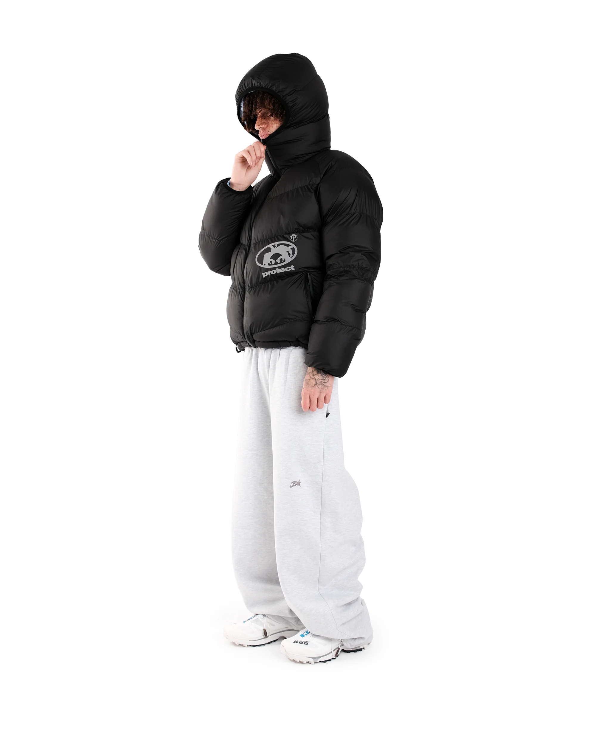 Y2K Protect Down Jacket Retro Reversible Hooded Couples Coat American High Street Hip Hop Streetwear Unisex Casual Puffer Jacket