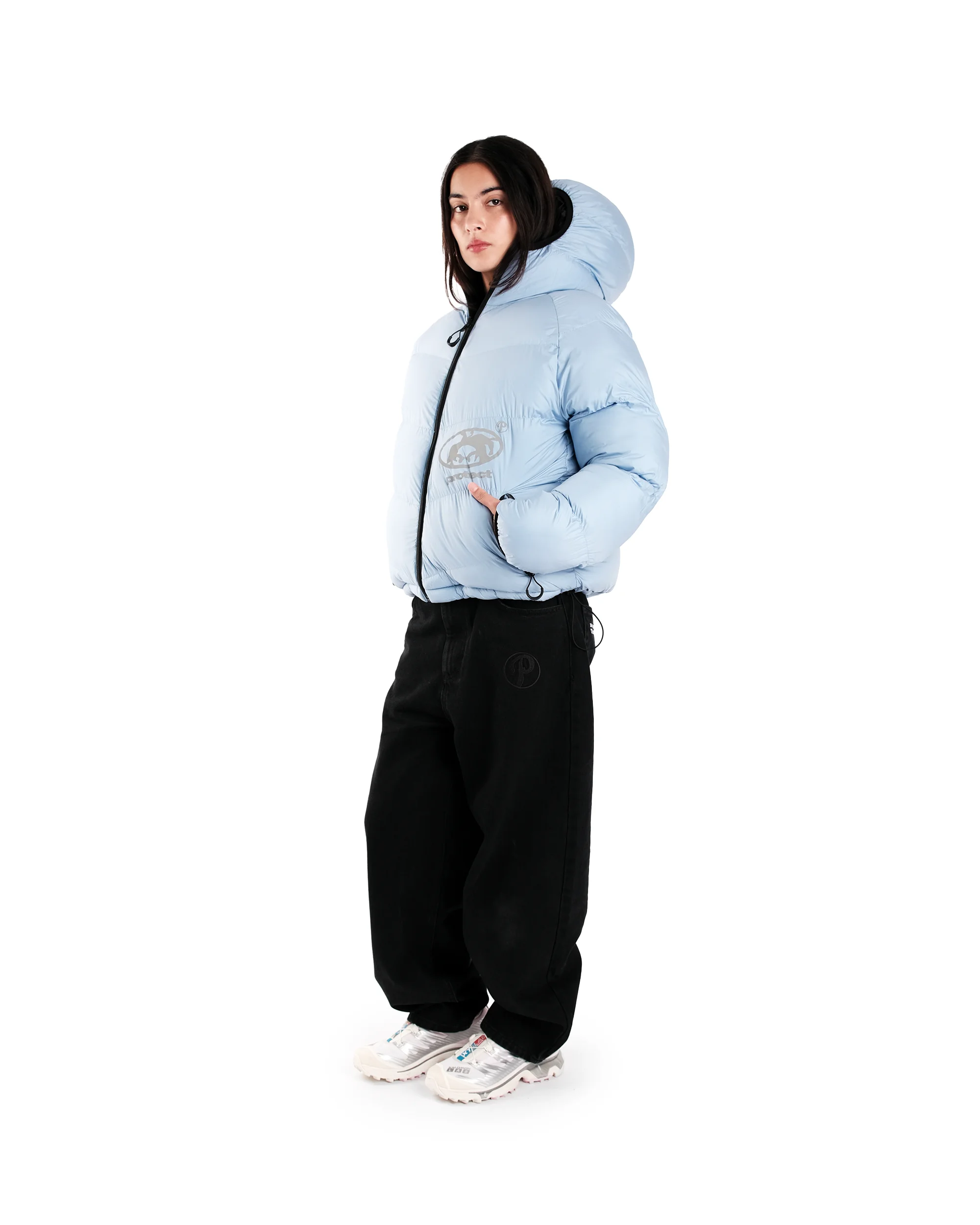 Y2K Protect Down Jacket Retro Reversible Hooded Couples Coat American High Street Hip Hop Streetwear Unisex Casual Puffer Jacket