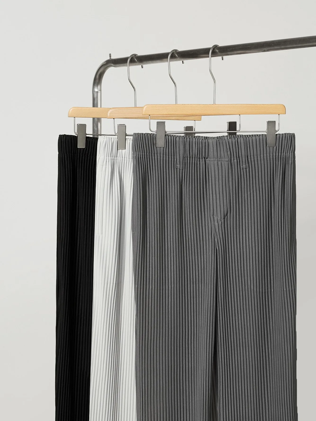 Miyake Pleated Men Pants Casual Loose Wide Leg Draped Trousers Business Casual Daily Wear