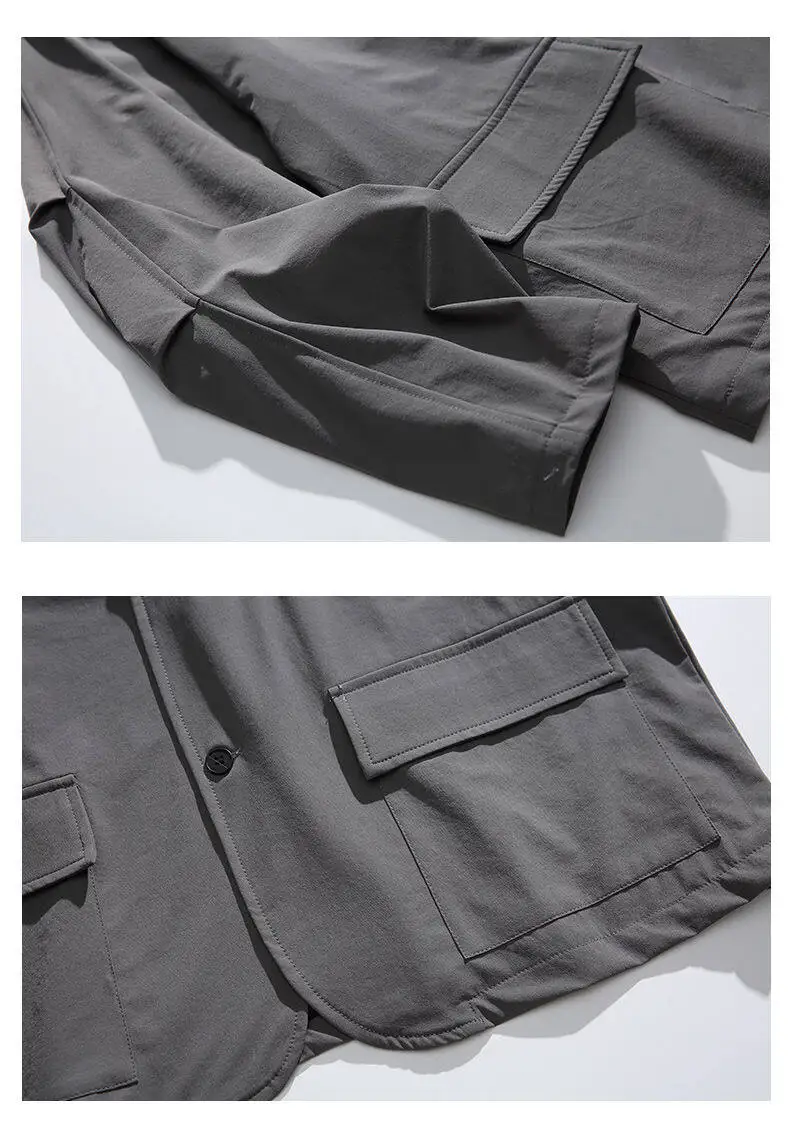 Men's Streetwear Outdoor Fashion Loose Casual Oversize Suit Blazer Cargo Jacket Cityboy Spring Autumn Coat Blazer for Men